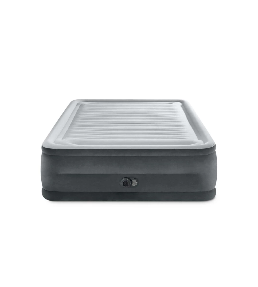 Materasso matrimoniale autogonfiante intex "airbed dura-beam comfort-plush high-rise" colore grigio chiaro e pompa integrata, 152x203x56 cm - cod. 64418nd