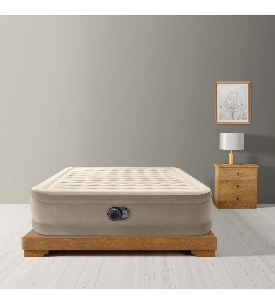 Materasso matrimoniale autogonfiante intex "airbed ultra push" colore beige, 152x203x46 cm - cod. 64428nd