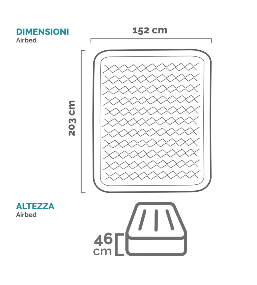 Materasso matrimoniale autogonfiante intex "airbed ultra push" colore beige, 152x203x46 cm - cod. 64428nd