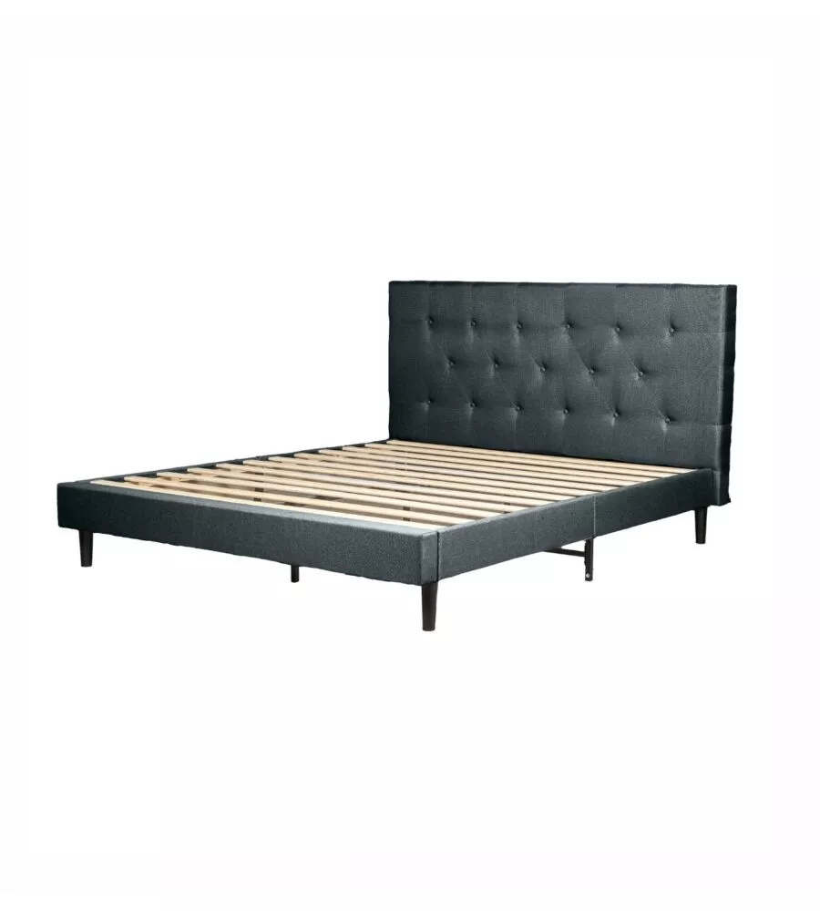 Letto matrimoniale bellahome "parigi" grigio scuro 160x200x102 cm