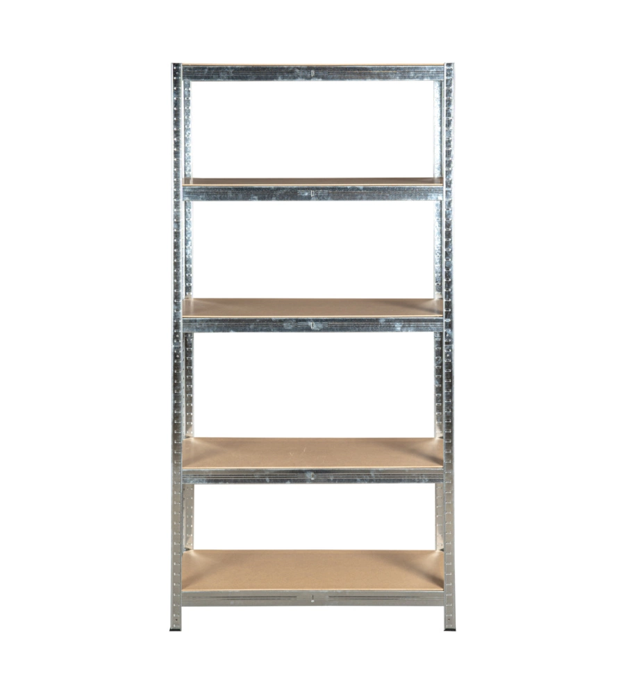 Scaffale in metallo zincato easy system con 5 ripiani in mdf, 90x40x180 cm