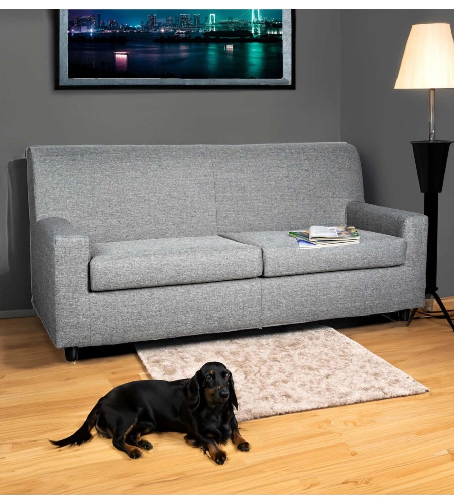 Divano "ester" 3 posti in tessuto grigio scuro, 187x80x85 cm