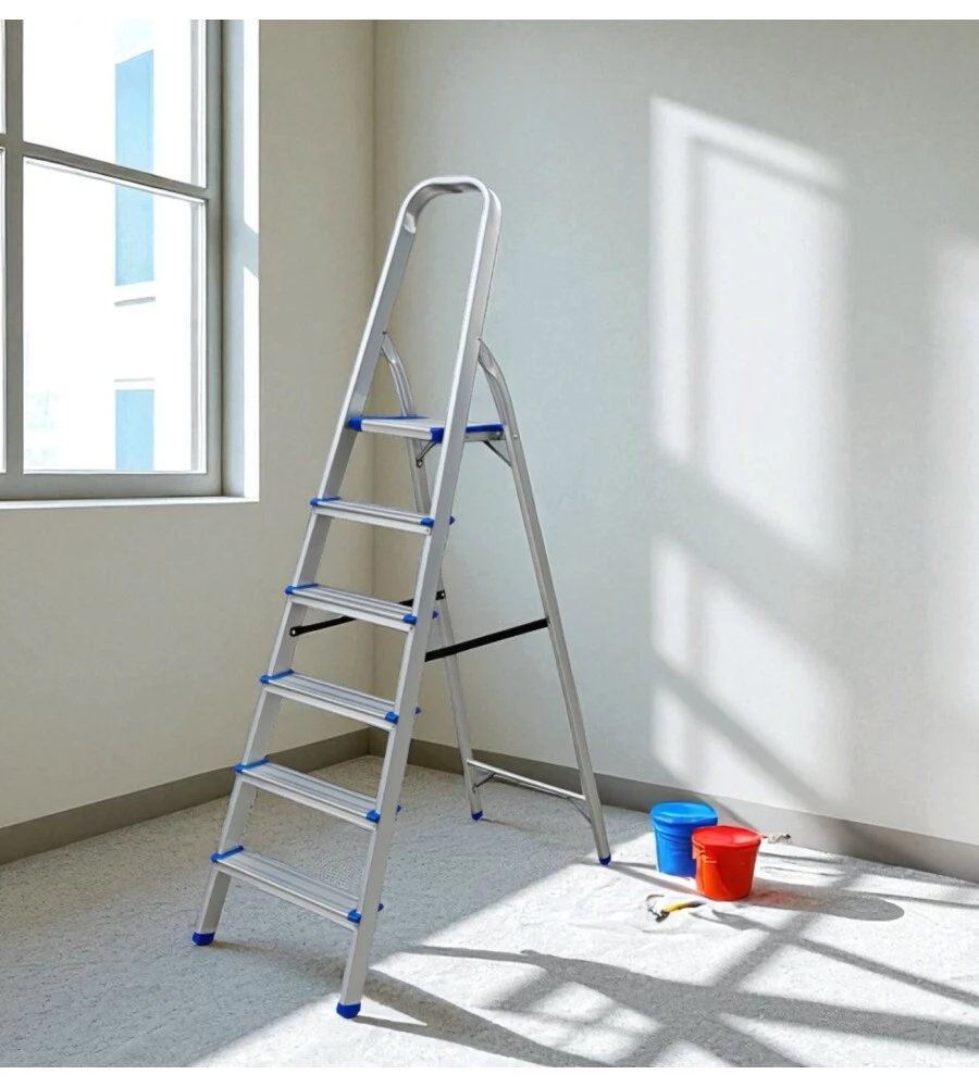 SCALA PIEGHEVOLE IN ALLUMINIO EASY SYSTEM 6 GRADINI