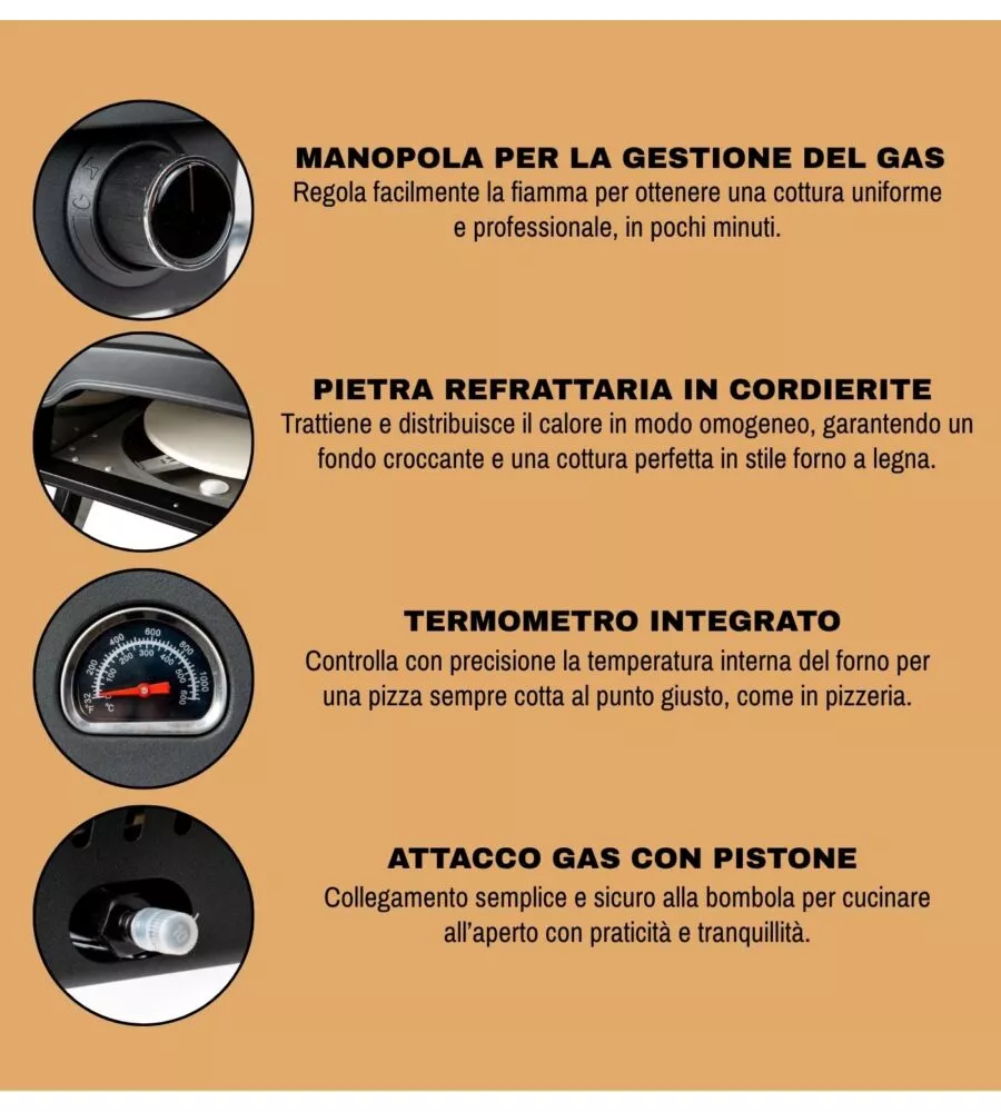FORNO PIZZA A GAS ARNOLD "STROMBOLI" NERO 1 PIZZA