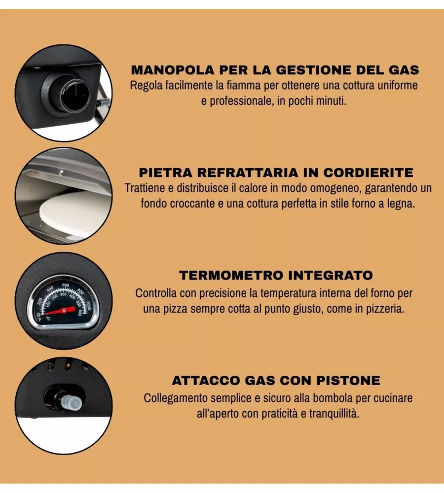FORNO PIZZA A GAS ARNOLD "VULCANO" NERO 1 PIZZA