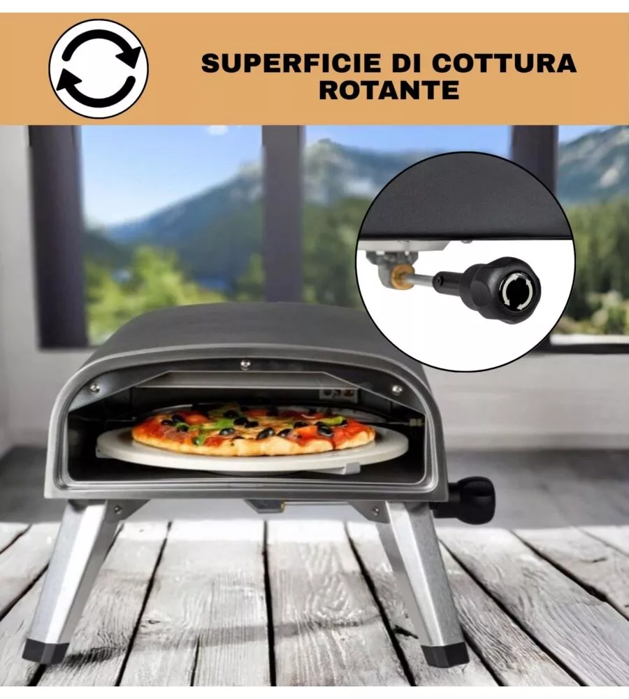 FORNO PIZZA A GAS ARNOLD "VULCANO" NERO 1 PIZZA