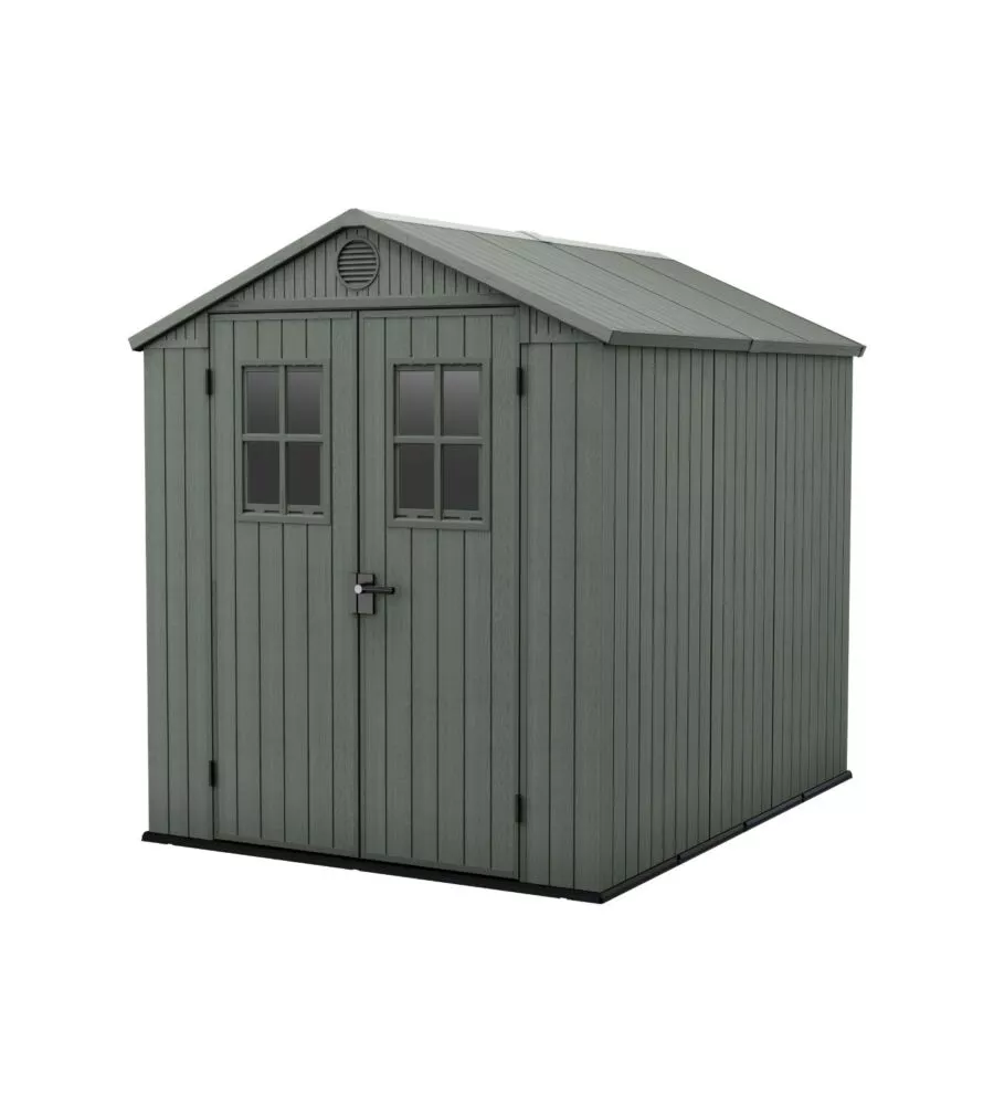 Casetta da giardino keter "darwin 6x8" in evotech+ colore verde con porta battente doppia 190x244x221 cm