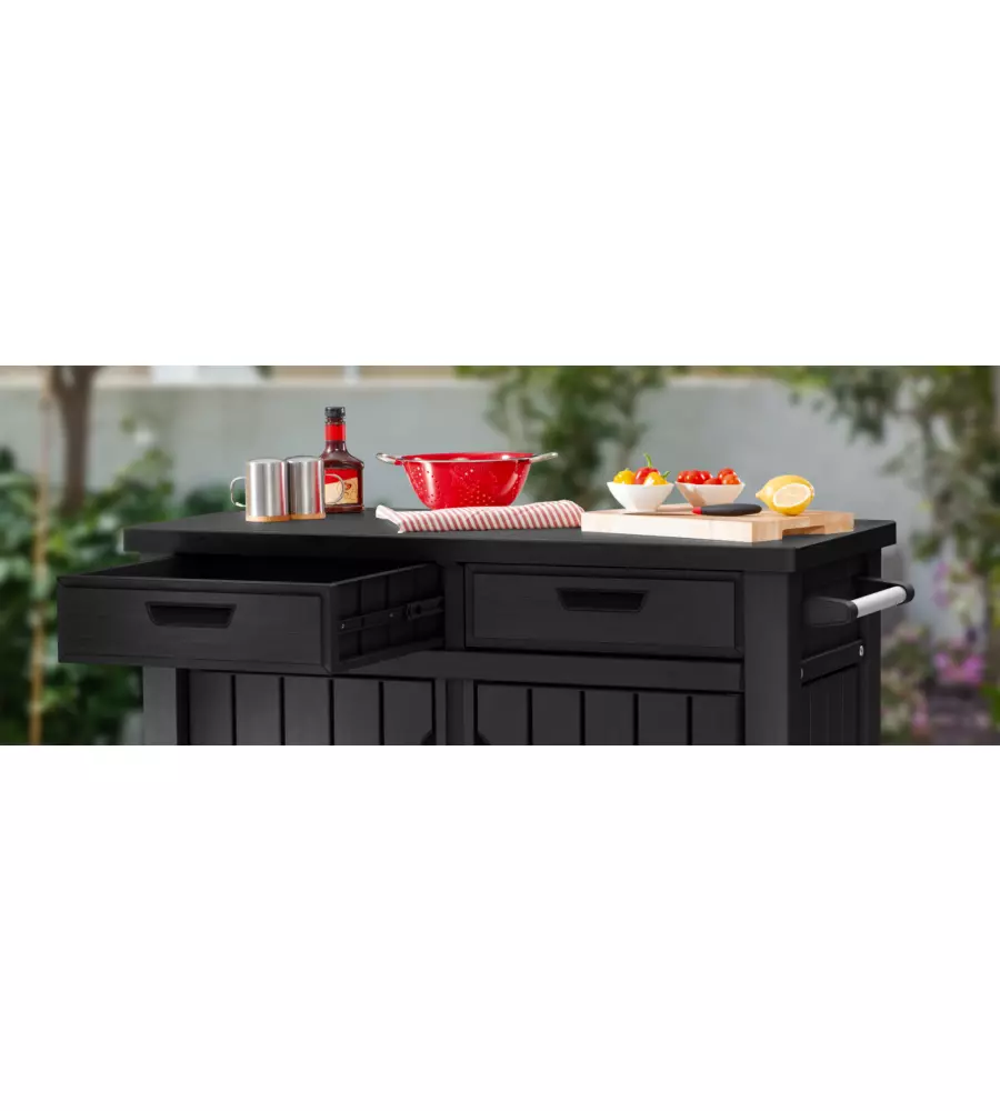 Tavolino per barbecue keter "unity xl" colore grafite, 125,5x51,5x90 cm
