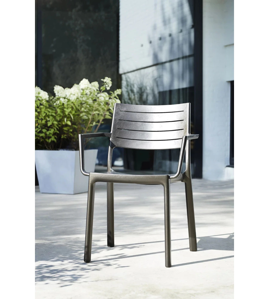 Set 2 sedie da esterno keter "metaline" in polipropilene effetto metallo bronzo 60x53x81 cm