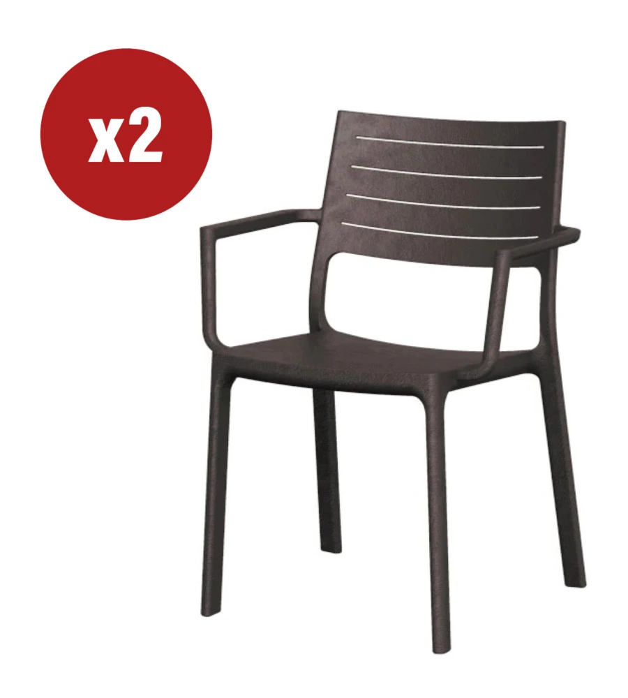 Set 2 sedie da esterno keter "metaline" in polipropilene effetto metallo bronzo 60x53x81 cm