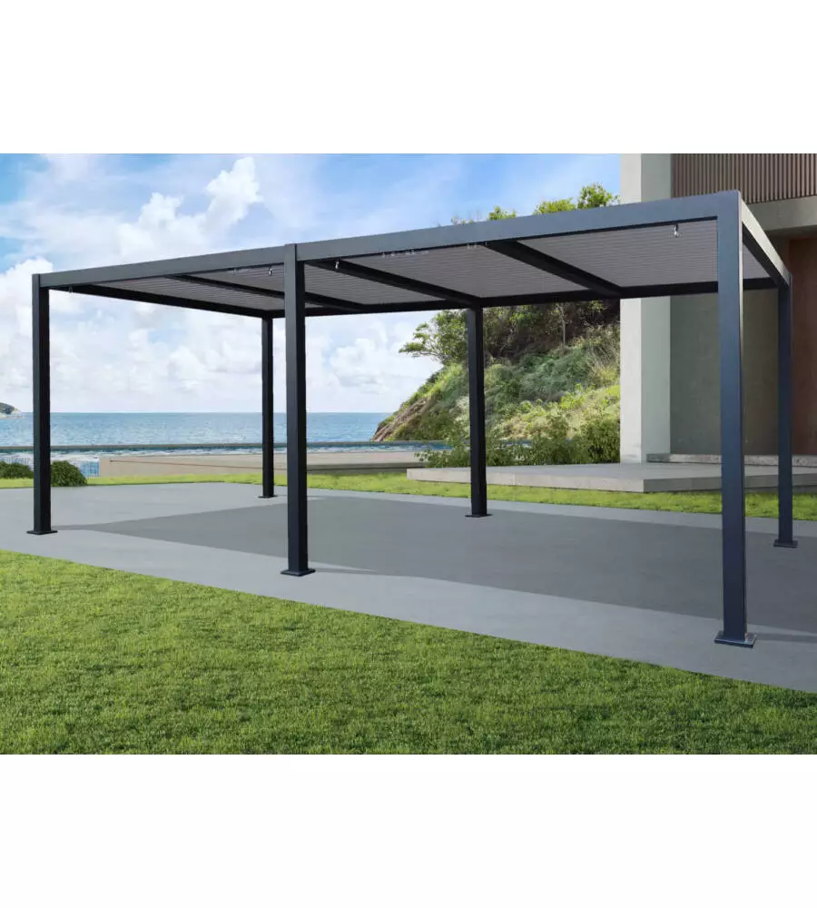 Pergola bioclimatica riviera "solanum twin" in alluminio antracite 600x300x240 cm
