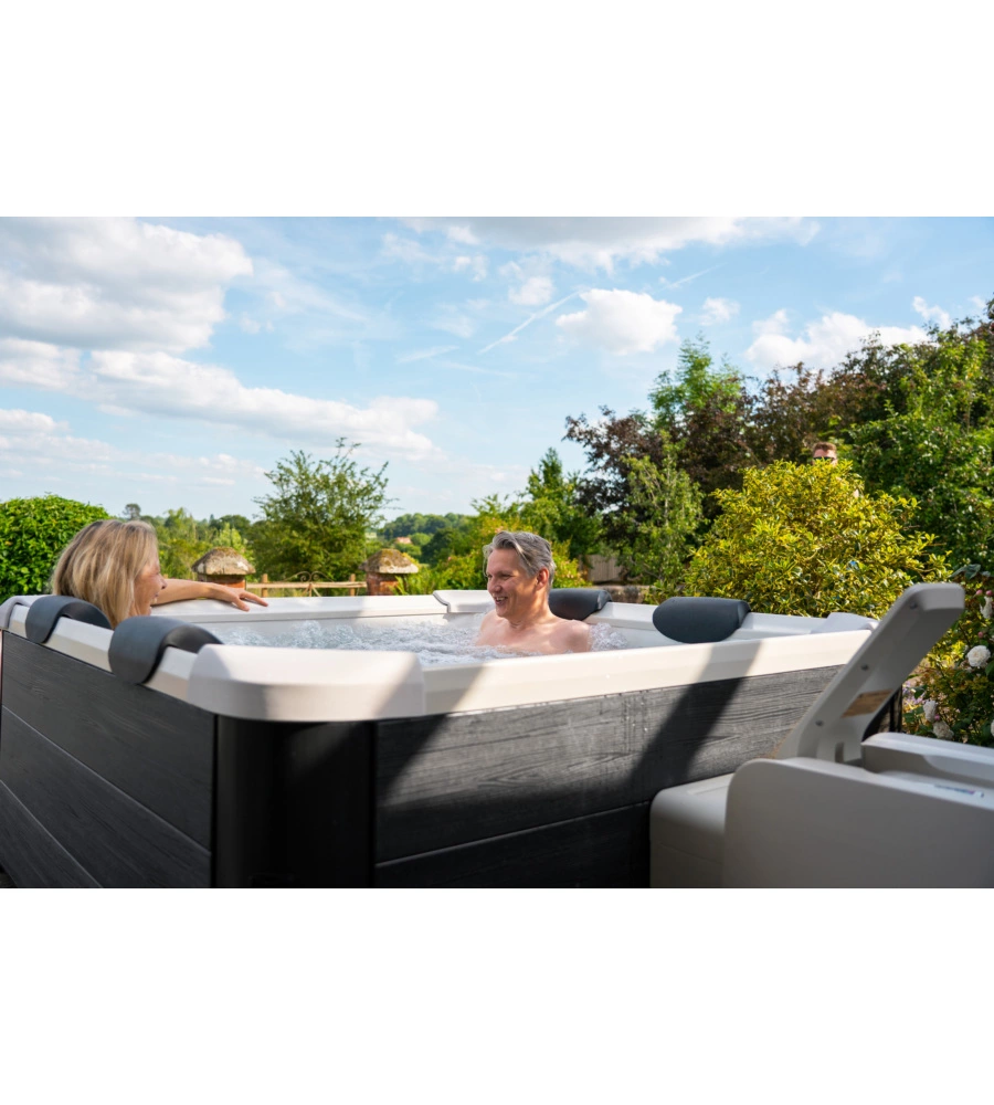 Piscina idromassaggio spa riviera "oslo" in pvc grigio scuro effetto legno 160x160x65 cm