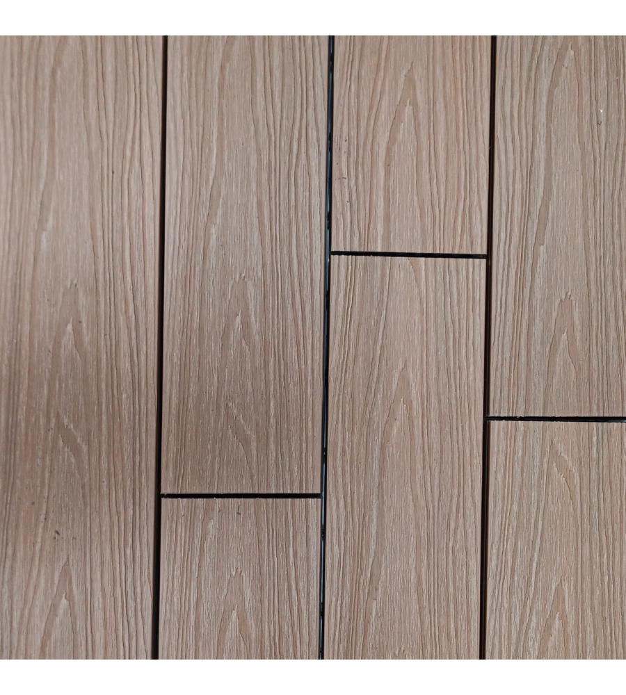 Set 12 pezzi di piastrella da esterno riviera in wpc con finitura teak 60x15 cm