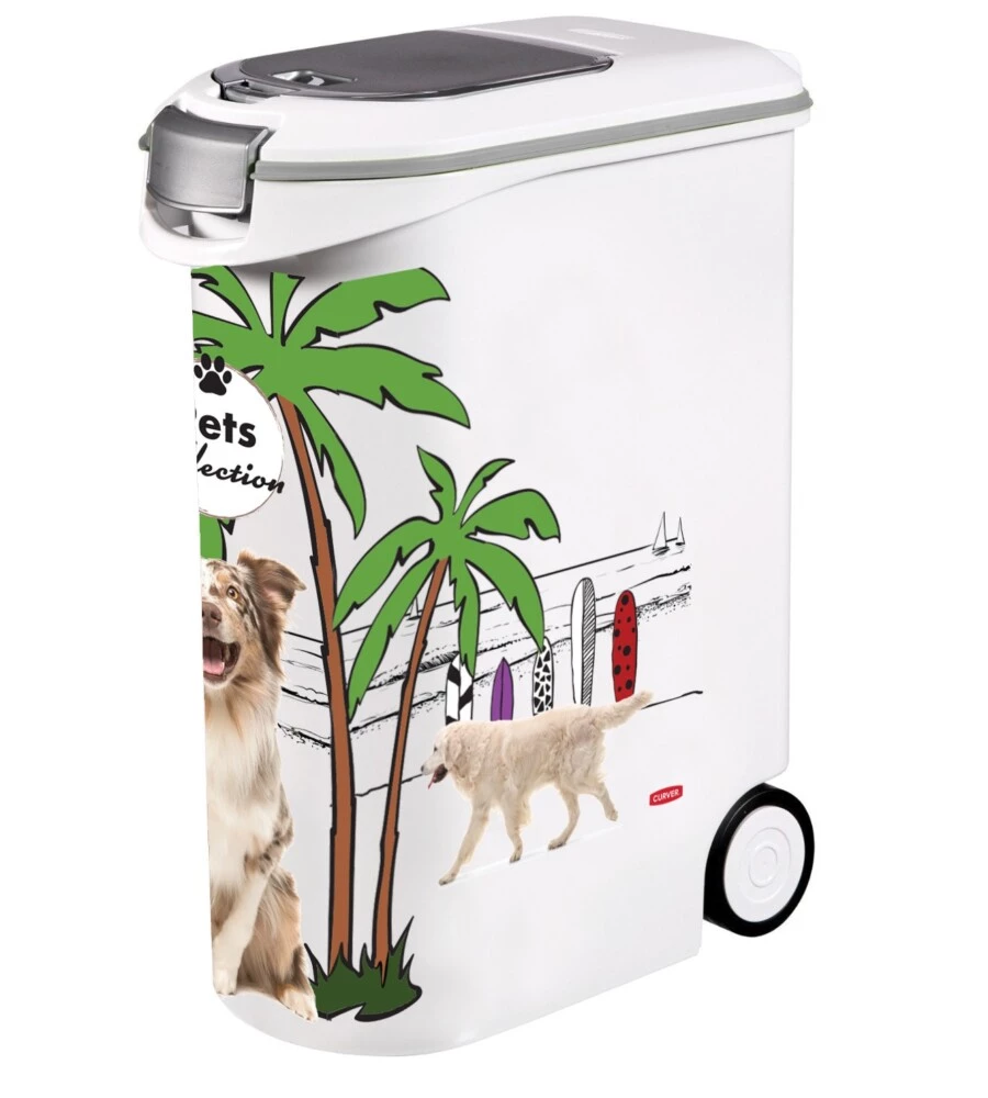Portacrocchette per cani e gatti keter "food container" in polipropilene con 2 ruote, capacitÀ 20 kg.
