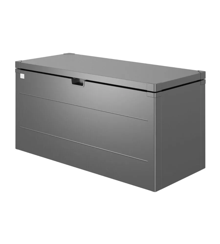 Baule da esterno impermeabile biohort "stylebox 140" in acciaio zincato grigio scuro metallizzato 400 lt 140x60x71 cm - cod. b340410
