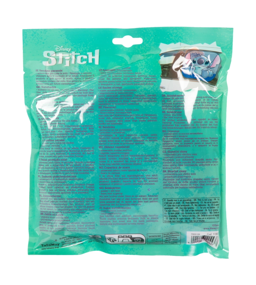 Coppia tendine auto laterali "disney stitch" 44x35 cm