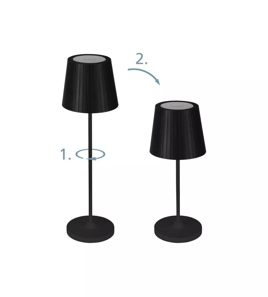 Lampada led da esterno eglo "cabozo" nero ricaricabile 2400/3000/4000k
