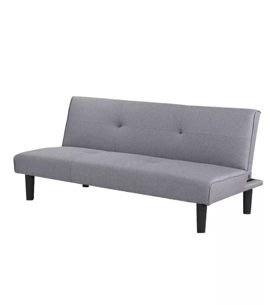 Divano letto 3 posti "astrid" in tessuto grigio, 168x74x78 cm