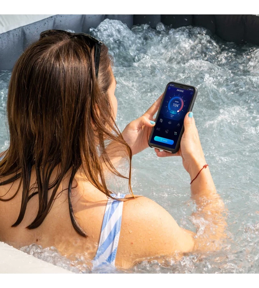 Piscina idromassaggio gonfiabile intex "bubble massage set greystone deluxe" 6 posti - cod. 28452ex