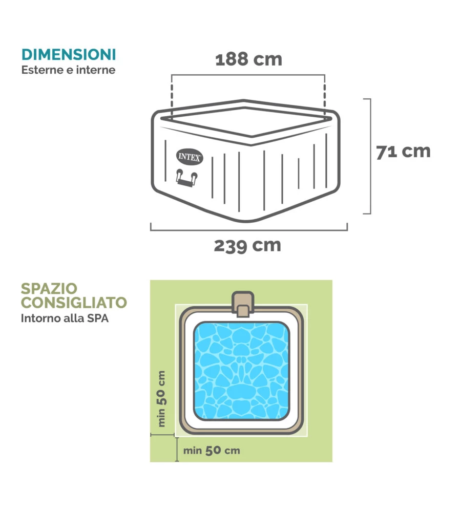 Piscina idromassaggio gonfiabile intex "chevon jet and bubble deluxe" cm 196x71 6 posti - cod. 28472ex