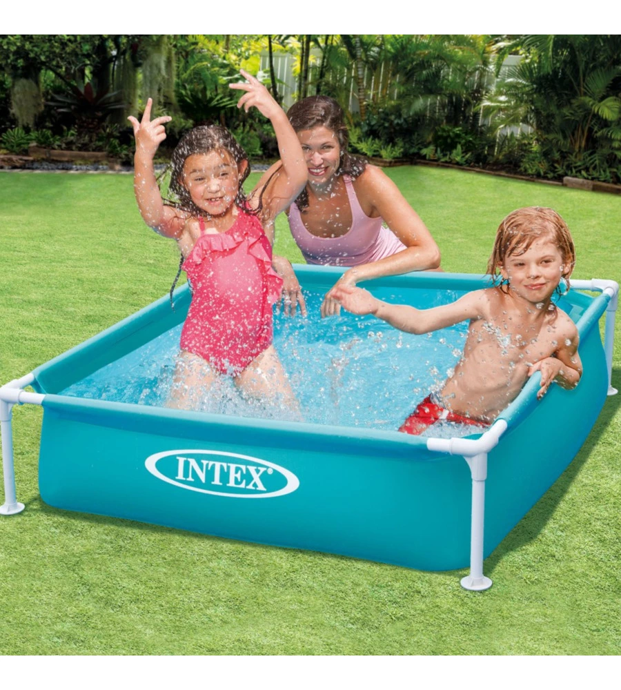 Piscina fuori terra con struttura quadrata intex "mini frame" blu 122x122x30 cm i.4 - cod. 57173np