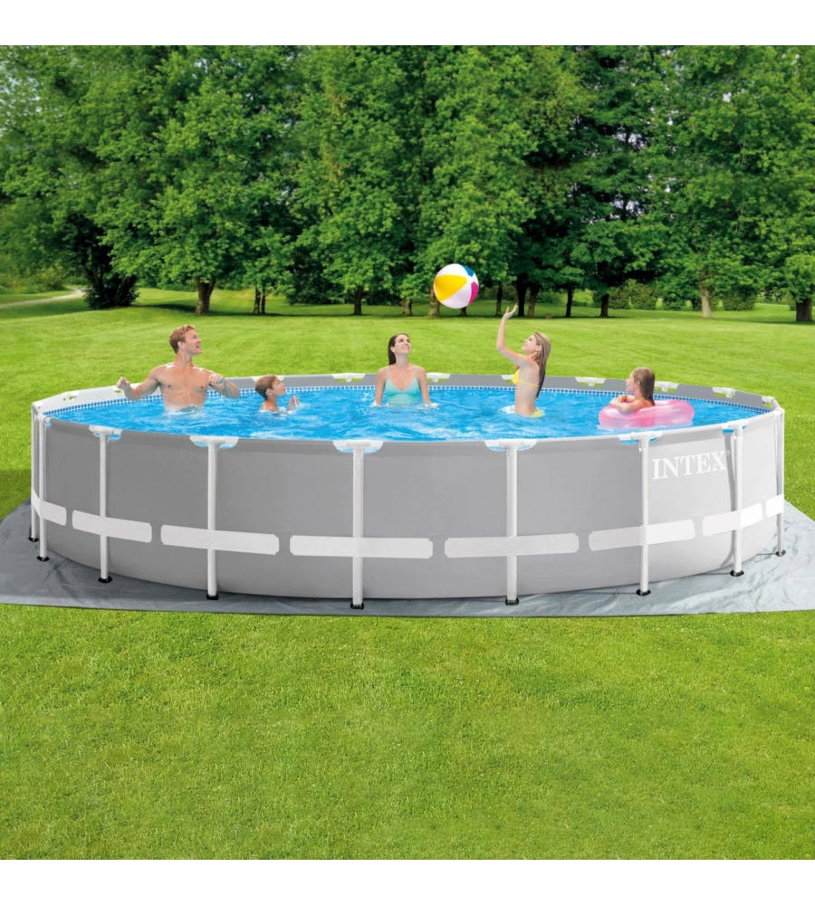 Piscina fuori terra con struttura rotonda intex "prisma frame" con pompa filtro grigio chiaro 610x132 cm  - cod. 26756np