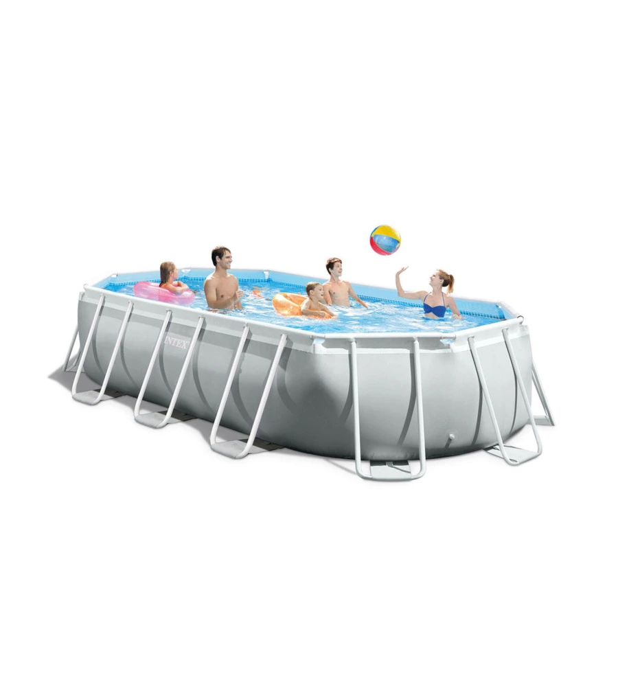 Piscina fuori terra con struttura ovale intex "prisma frame" con pompa filt grigio chiaro 503x274x122 cm - cod. 26796np