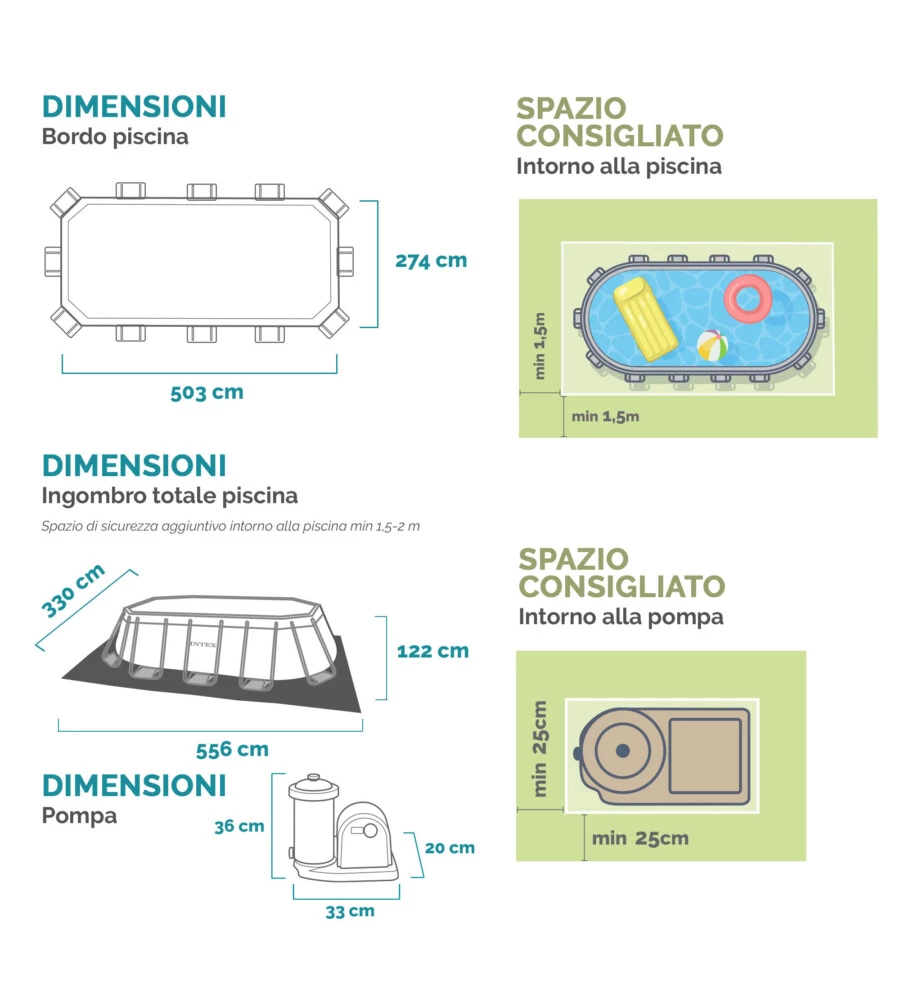 Piscina fuori terra con struttura ovale intex "prisma frame" con pompa filt grigio chiaro 503x274x122 cm - cod. 26796np