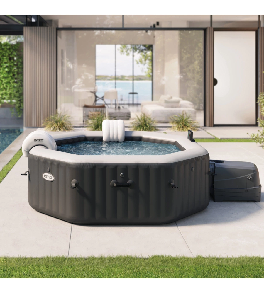 Piscina idromassaggio gonfiabile ottagonale intex "pure spa bubble e jet massage deluxe" - cod. 28462ex