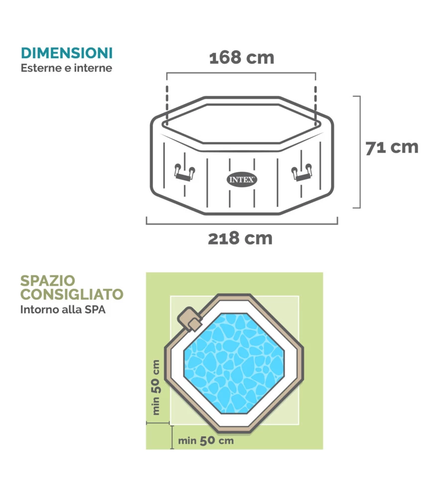 Piscina idromassaggio gonfiabile ottagonale intex "pure spa bubble e jet massage deluxe" - cod. 28462ex