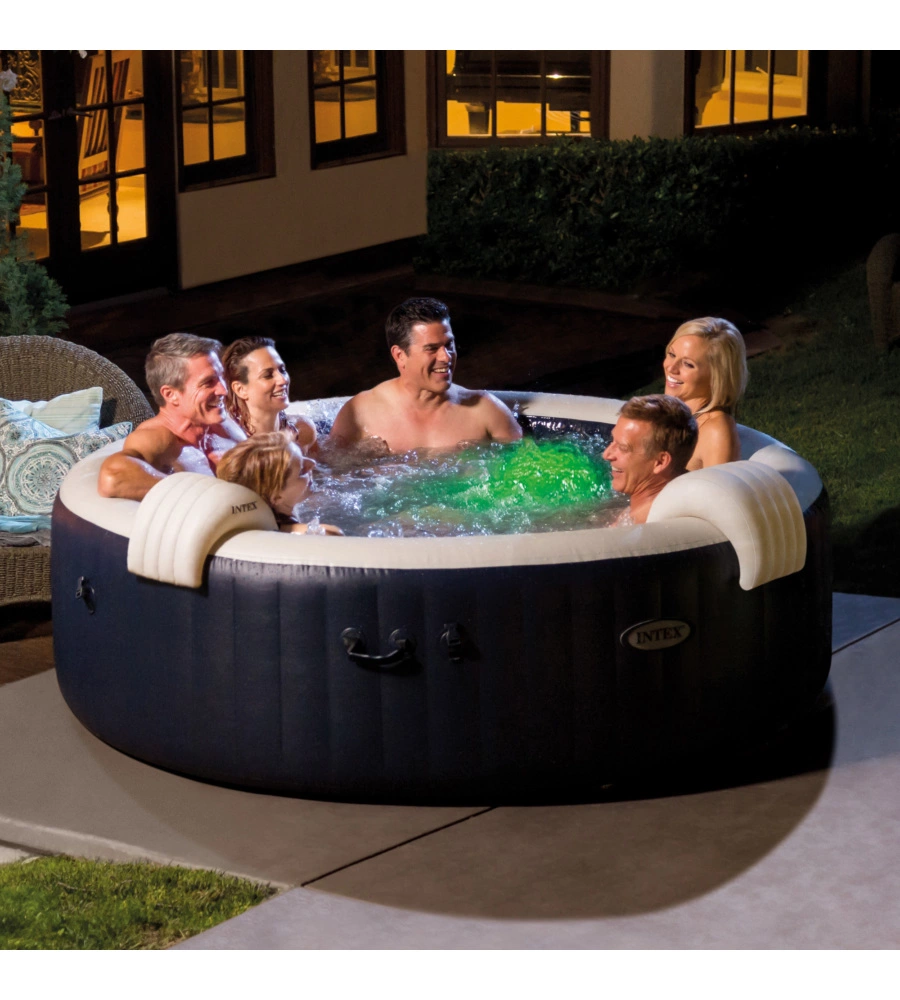 Piscina idromassaggio gonfiabile intex "purespa plus bubble massage set" navy 216x71cm - cod. 28432ex