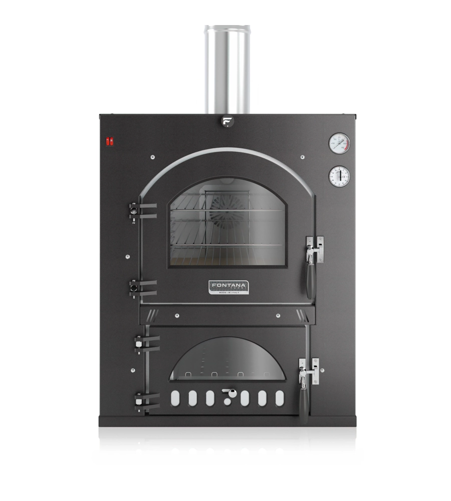 Forno pizza a legna ad incasso fontana "inc qv 80x54" colore antracite 2/3 pizze