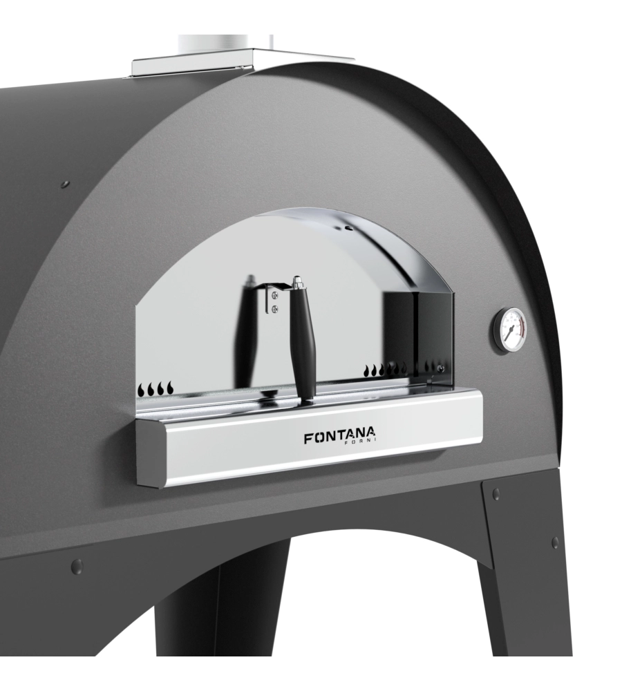 Forno pizza a legna con carrello fontana "amalfi" colore antracite 3 pizze