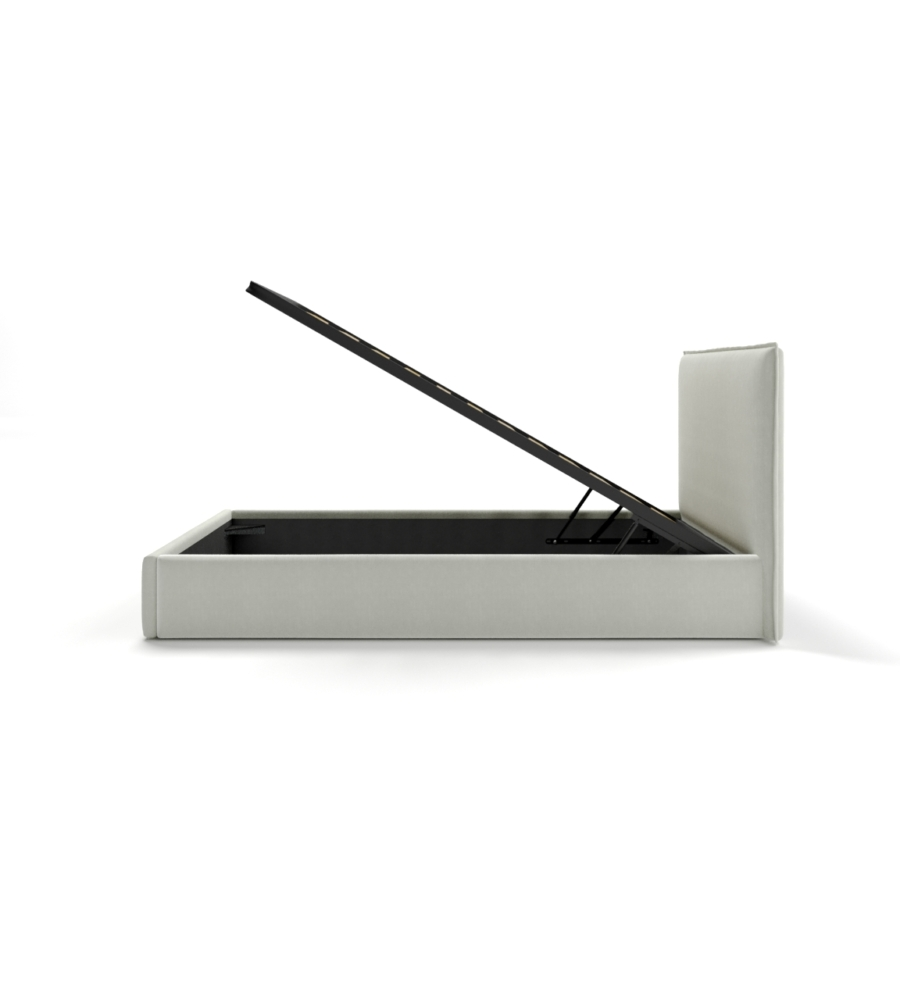 Letto piazza e mezza contenitore "zoom" in tessuto bianco 120x190 cm