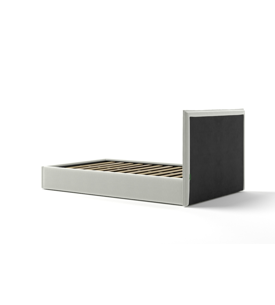 Letto piazza e mezza contenitore "zoom" in tessuto bianco 120x190 cm