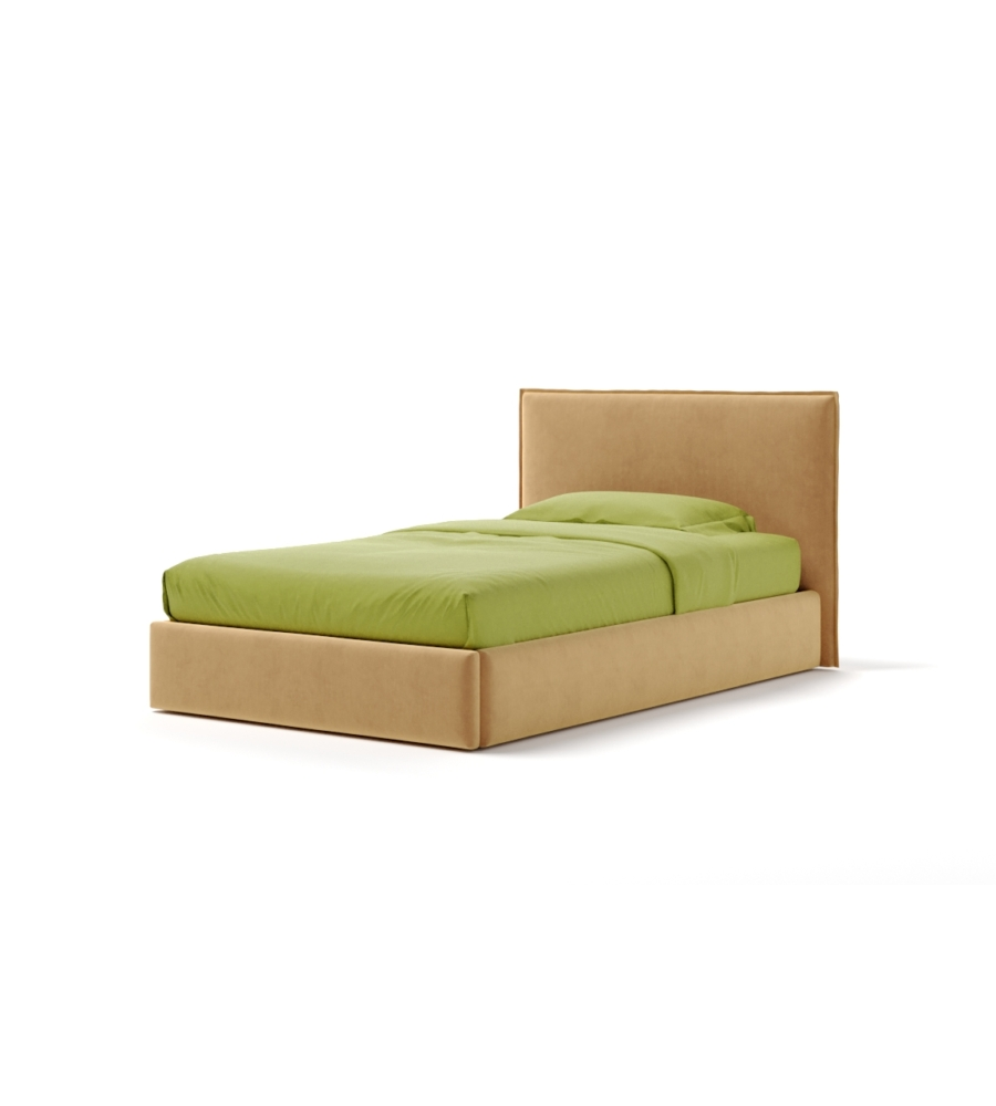 Letto piazza e mezza contenitore "zoom" in tessuto arancione 120x190 cm