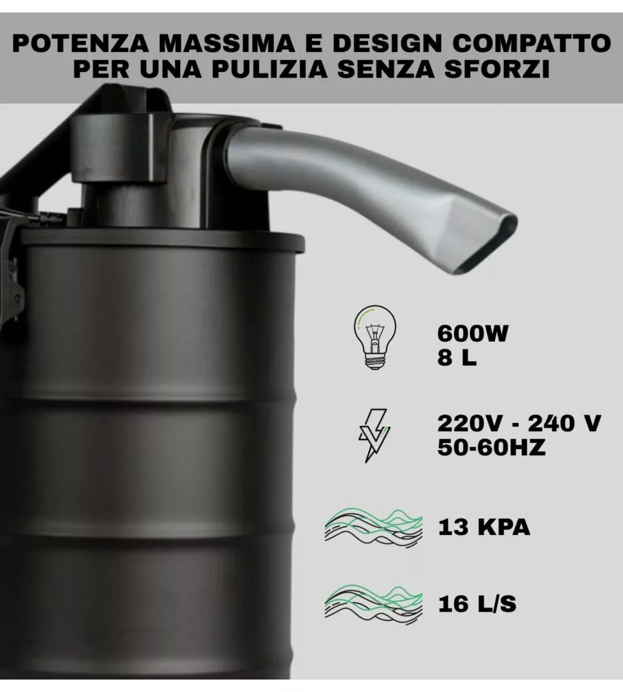 ASPIRACENERE ELETTRICO COMPATTO LARX 600 W 8 LITRI