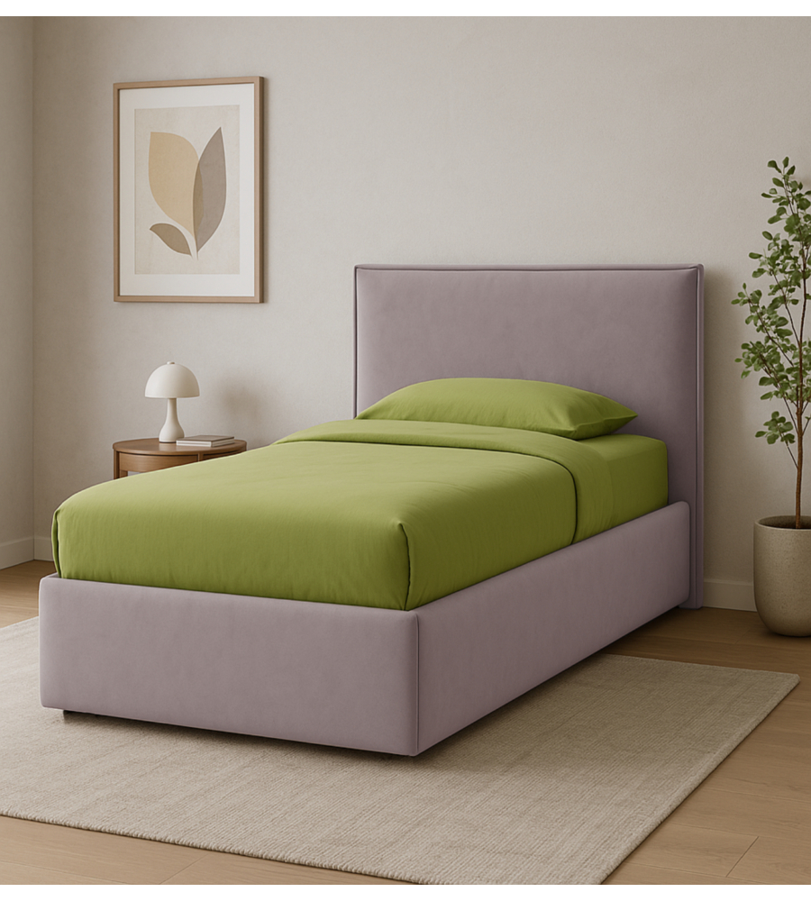 Letto singolo contenitore "zoom" in tessuto rosa 90x190 cm