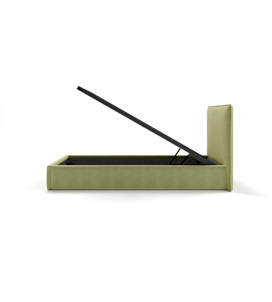 Letto singolo contenitore "zoom" in tessuto verde 90x190 cm