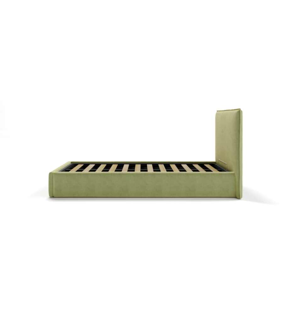 Letto singolo contenitore "zoom" in tessuto verde 90x190 cm