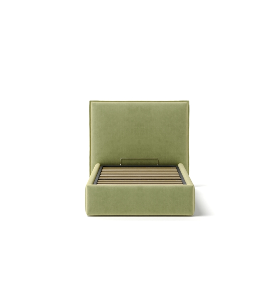 Letto singolo contenitore "zoom" in tessuto verde 90x190 cm