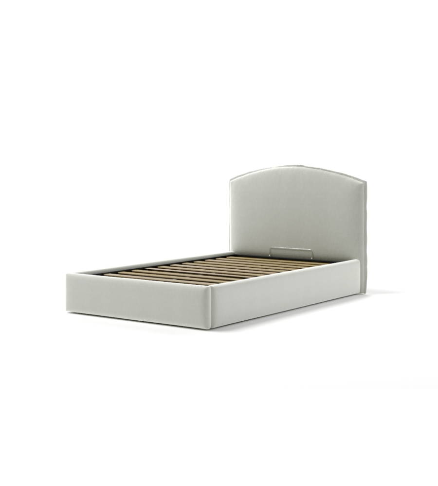 Letto piazza e mezza contenitore "moon" in tessuto bianco 120x190 cm