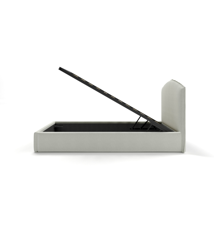 Letto piazza e mezza contenitore "moon" in tessuto bianco 120x190 cm