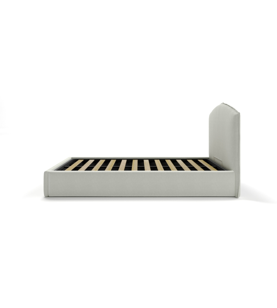 Letto piazza e mezza contenitore "moon" in tessuto bianco 120x190 cm
