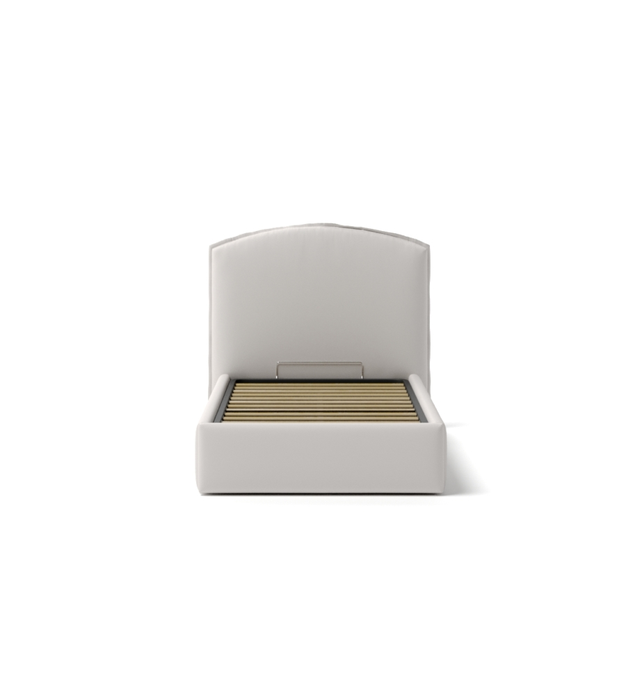 Letto singolo contenitore "moon" in ecopelle bianco 90x190 cm