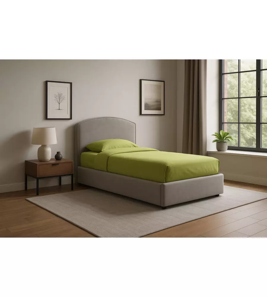 Letto singolo contenitore "moon" in tessuto rosa 90x190 cm