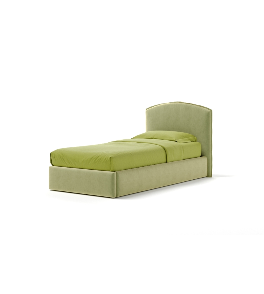 Letto singolo contenitore "moon" in tessuto verde 90x190 cm