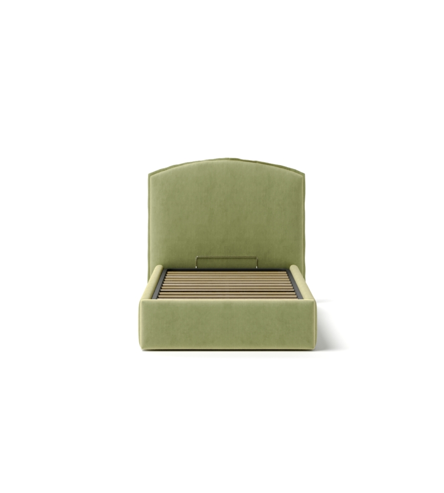 Letto singolo contenitore "moon" in tessuto verde 90x190 cm