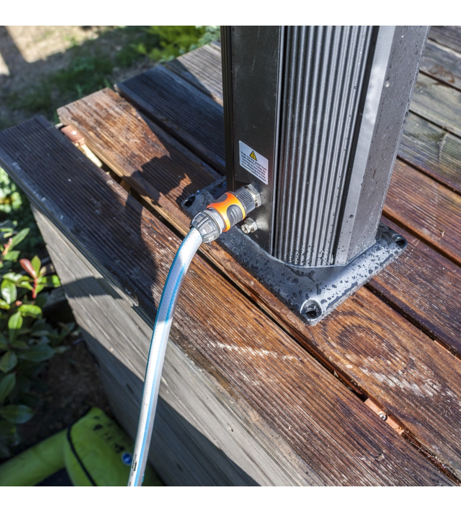 Doccia solare per giardino gre in alluminio con lavapiedi e sprayer 38 l - cod. dsalp38
