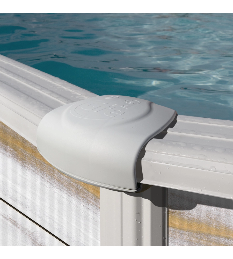 Piscina fuori terra ovale gre "groenlandia" in acciaio effetto legno nordico 610x375x132 - cod. kitprov618n